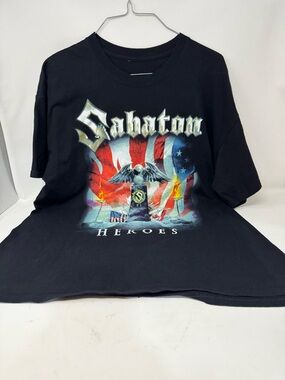 Sabaton band Men's Black 'Heroes' Graphic Tee tour shirt 2014 size large preowne